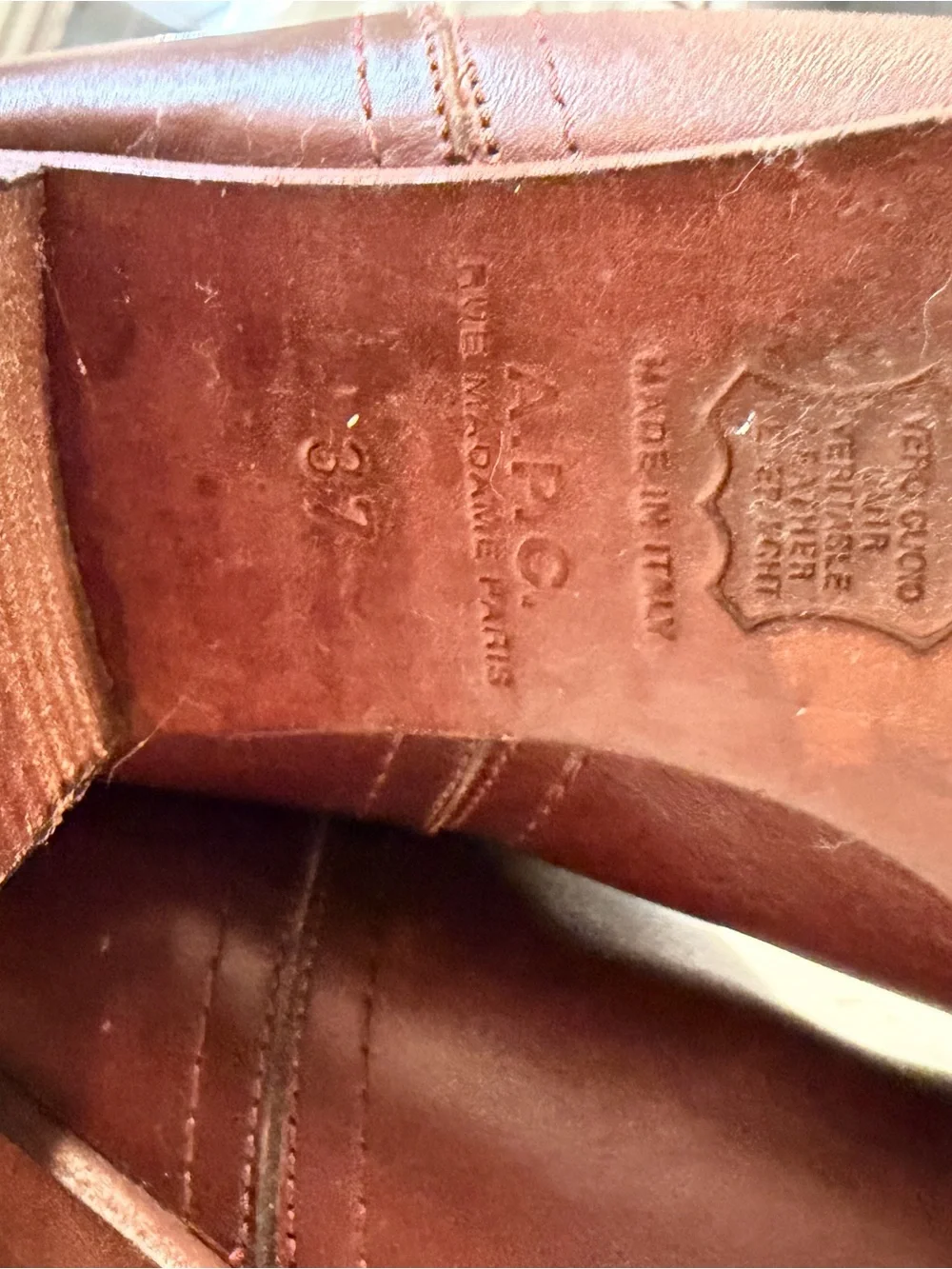 A.P.C. Knee High Leather Boots - Burgundy